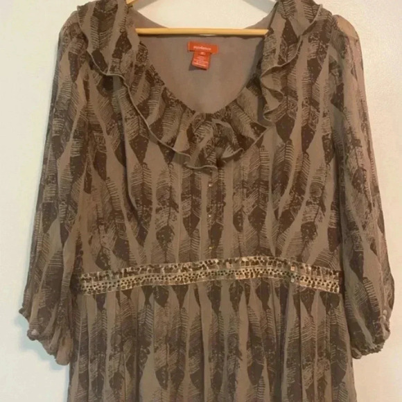 Sundance Womens Brown Silk Chiffon Ruffle Dress - Picture 2 of 7